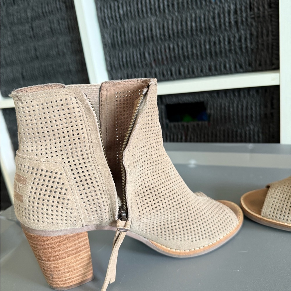 Toms Beige Perforated Ankle Booties - Picture 6 of 8